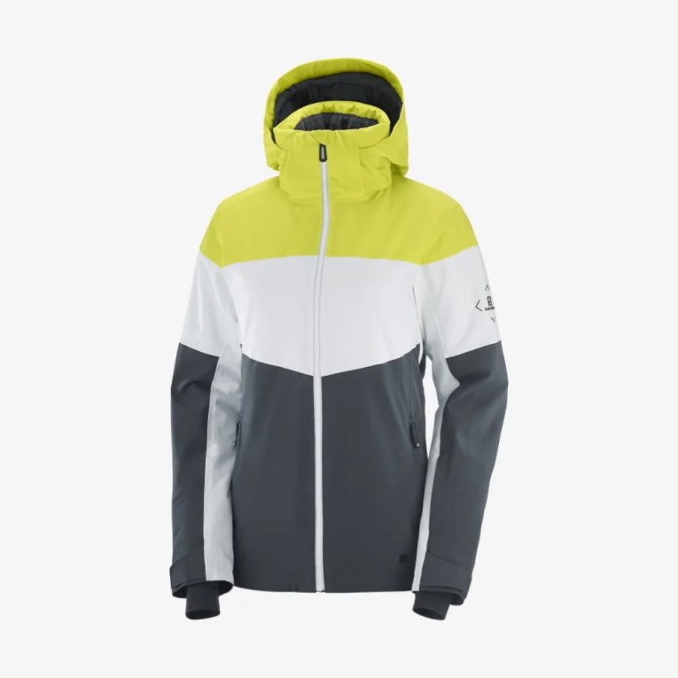 Jaquetas De Esqui Salomon Slalom Insulated Hoodie Feminino Verdes Branco Pretas | PT N17903